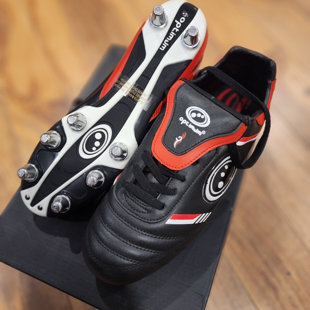 Optimum Tribal Rugby Boots Black and Red.